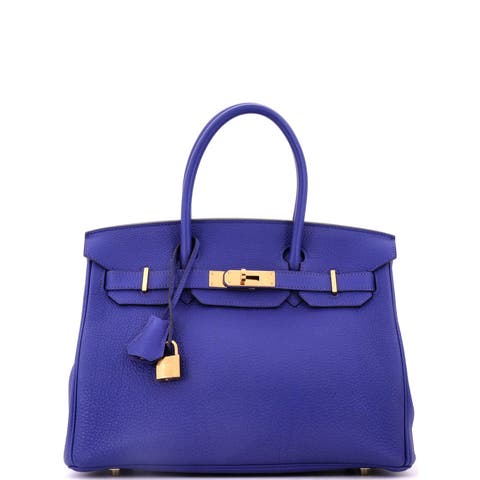 Birkin Handbag Blue Togo with Gold Hardware 30