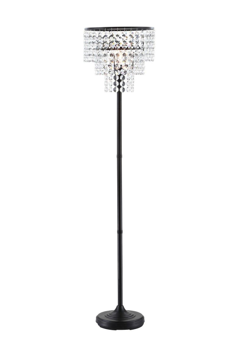 Juliette 60" Crystal/Metal Floor Lamp, Bronze / Clear, Main, color, Bronze