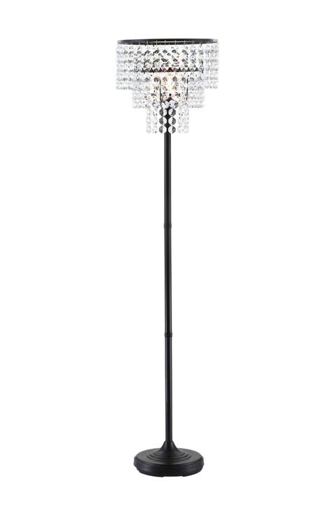 Juliette 60" Crystal/Metal Floor Lamp, Bronze / Clear