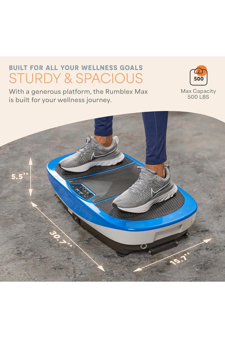 Rumblex Max 4D Vibration Plate Exercise Machine with Bands for Home Fitness and Recovery, Alternate, color, Blue