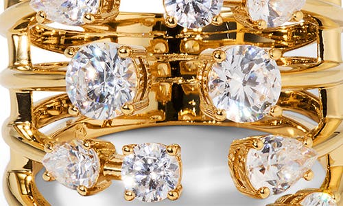 Nadri Hollywood Multi Row Cubic Zirconia Ring In Gold