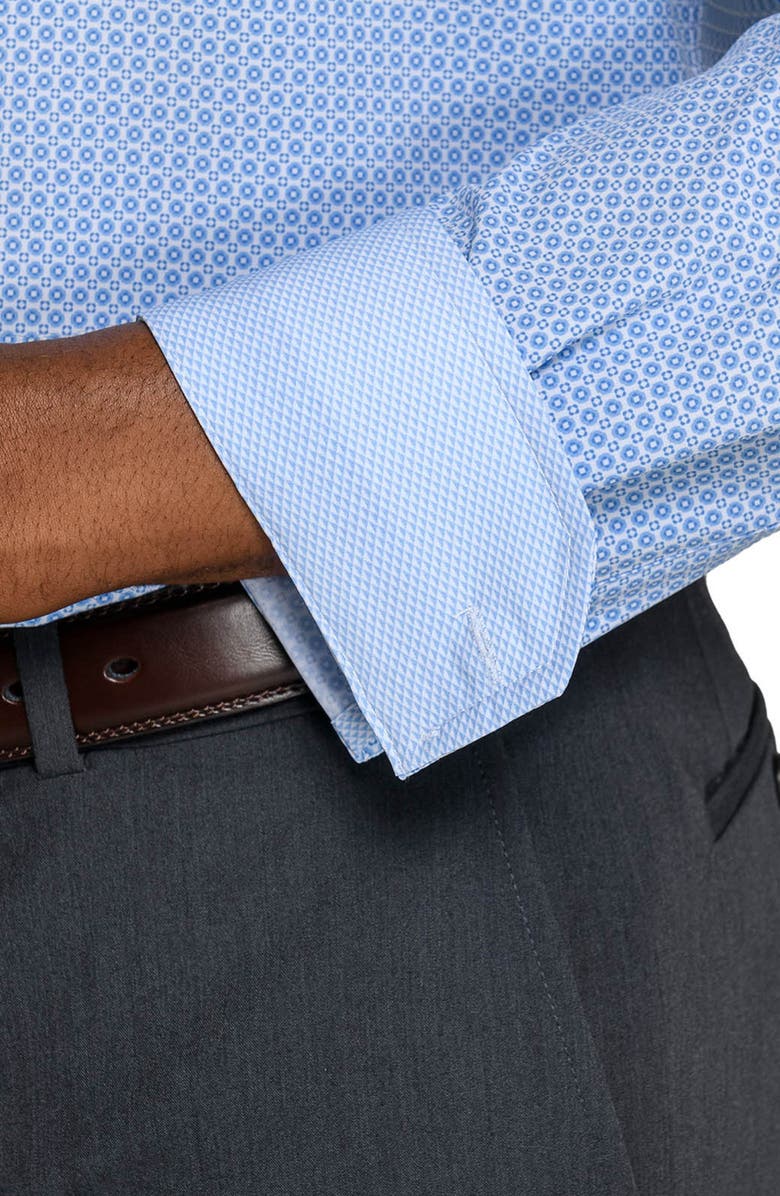 W.R.K Round Geo Print Performance Dress Shirt, Alternate, color, White/ Blue
