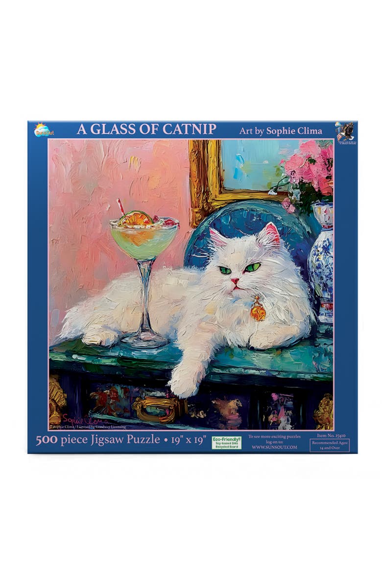 A Glass of Catnip 500 piece Jigsaw Puzzle for Adults, Alternate, color, Multicolor