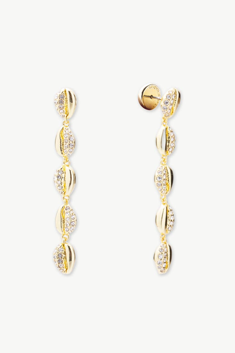 Lucia Cascade Pavé Shell Drop Earrings, Alternate, color, Gold