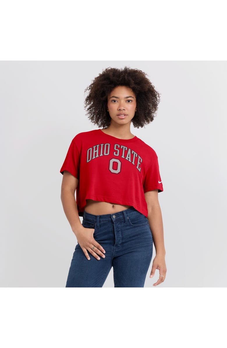 Nike Women's Nike Scarlet Ohio State Buckeyes Athletic Prep Arch Performance Cropped T-Shirt, Alternate, color, Scarlet