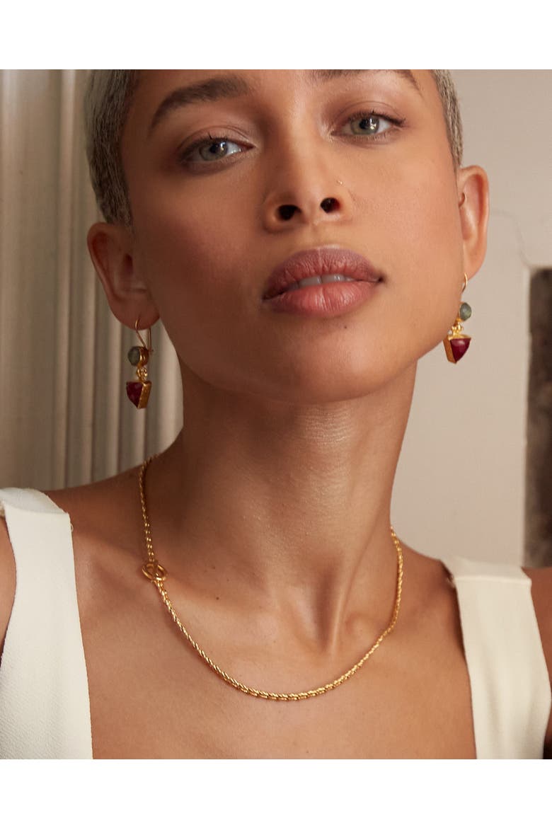 Thea Snake Chain Necklace with T-Bar, Alternate, color, Brass