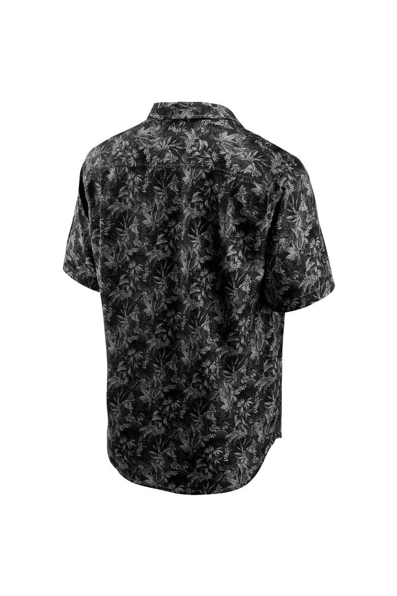 Men's Tommy Bahama Black Carolina Panthers Sport Jungle Shade Camp Button-Down Shirt, Alternate, color, Black