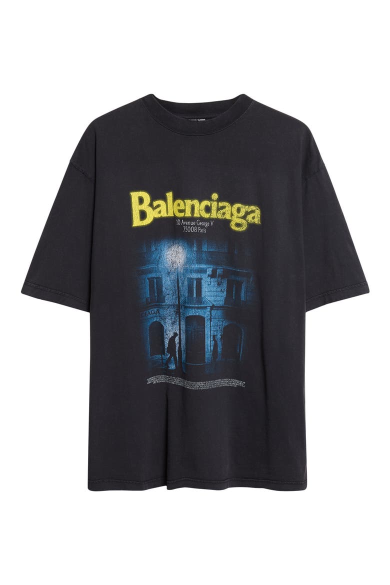 Medium Fit Distressed The Address Graphic T-Shirt, Alternate, color, FADED WASHED BLACK
