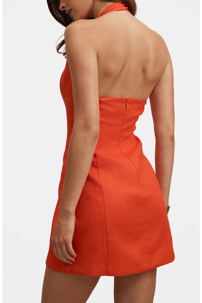 Stevie Halter Linen Minidress, Alternate, color, SPICY ORANGE