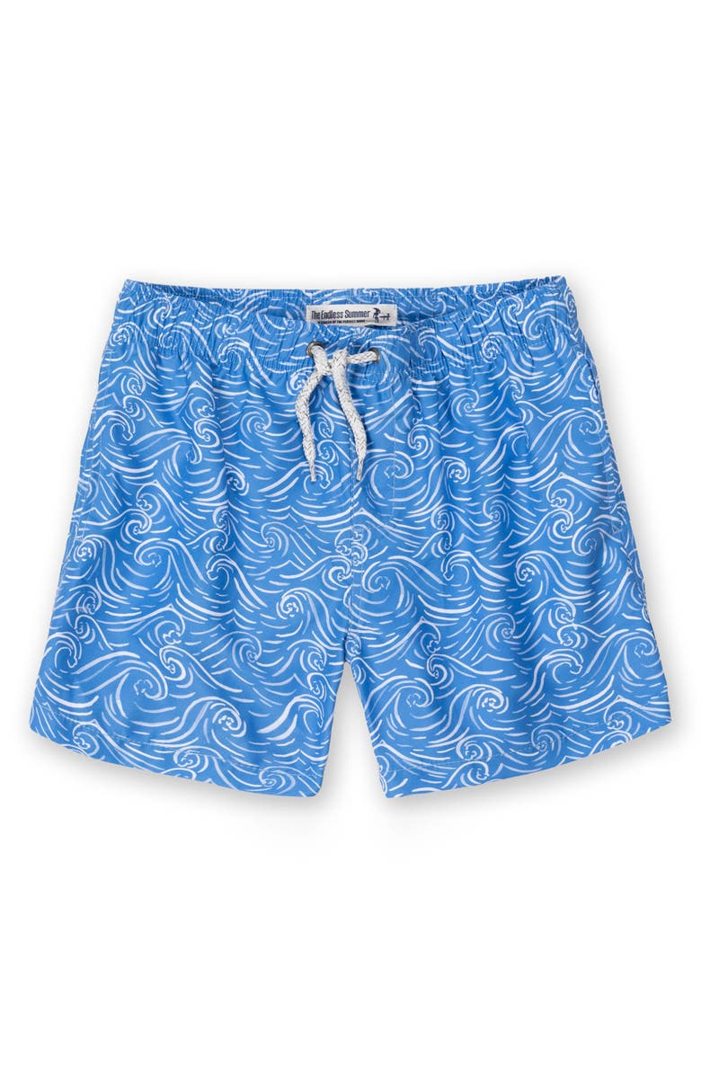 THE ENDLESS SUMMER Kids' Printed Swim Shorts, Main, color, Blue