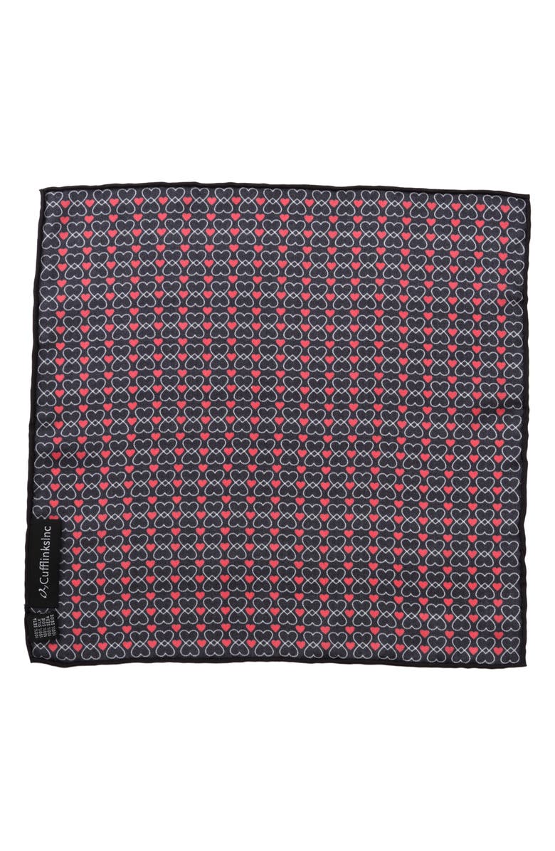 Cufflinks, Inc. Intertwined Hearts Silk Pocket Square, Alternate, color,