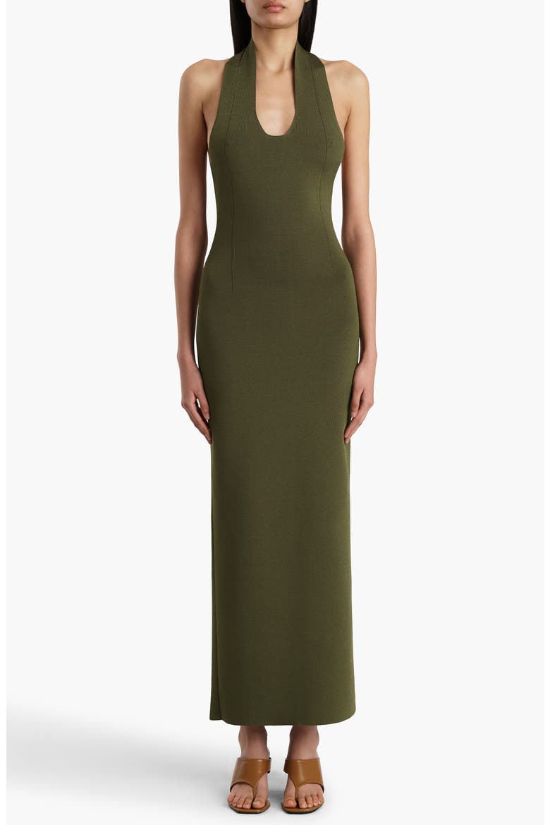 Mahi Halter Milano Knit Dress, Main, color, OLIVE