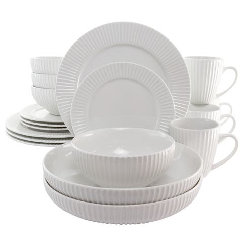 Elle 18 Piece Porcelain Dinnerware Set with 2 Large Serving Bowls