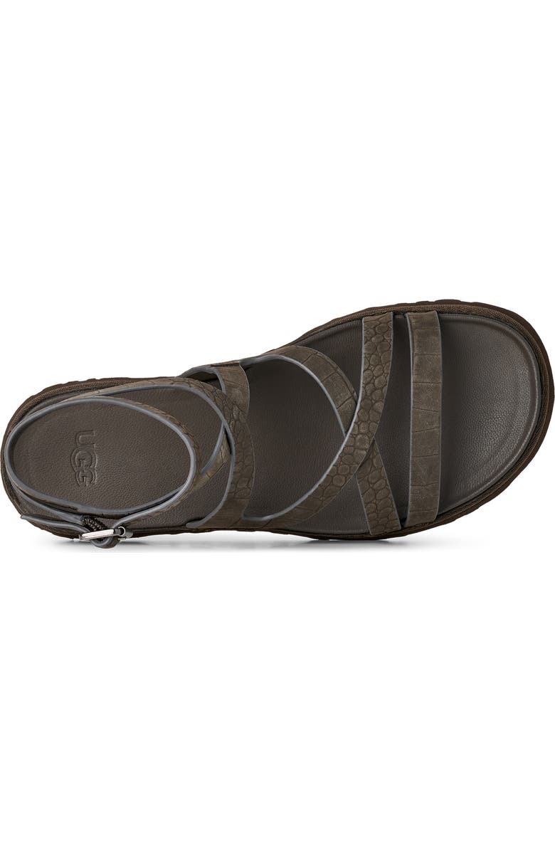 UGG<sup>®</sup> GoldenGaze Embossed Ankle Wrap Sandal, Alternate, color, Dense Smoke