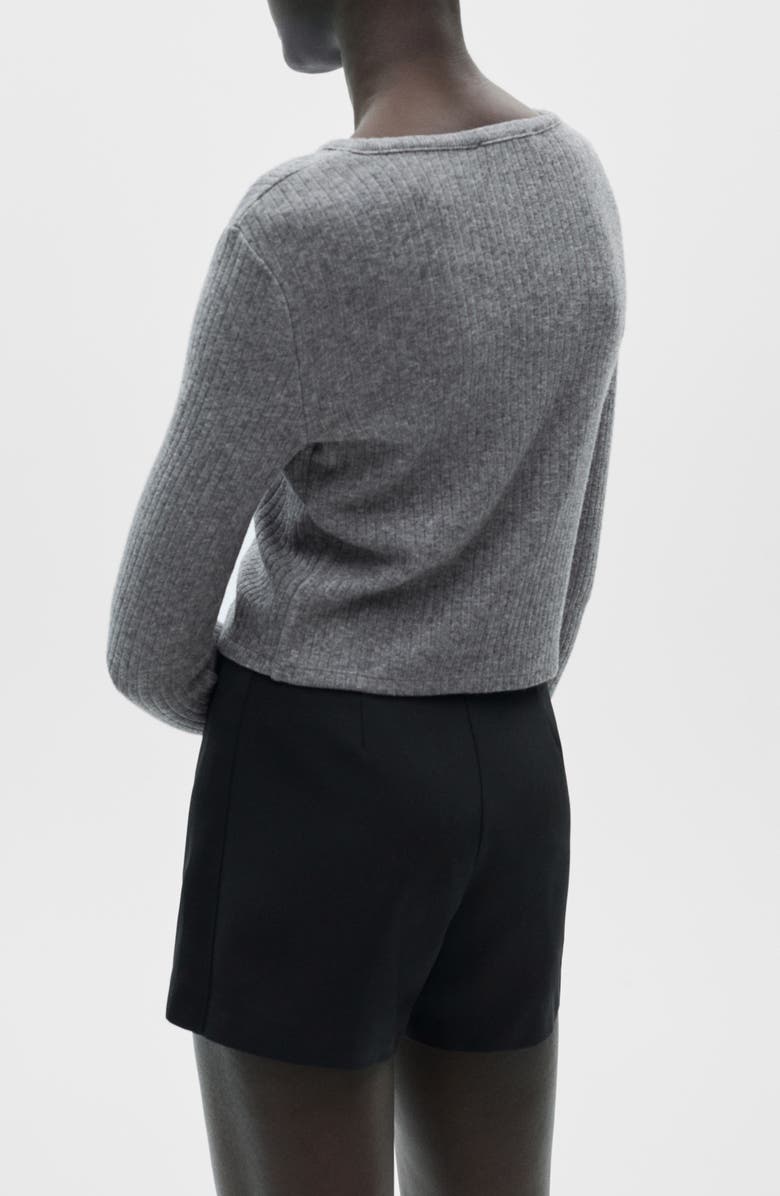 MANGO Rib Button-Up Cardigan, Alternate, color, Grey