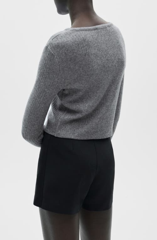 Mango Rib Button-up Cardigan In Grey