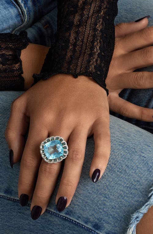 Mindi Mond Aquamarine & Diamond Ring In 18k White Gold