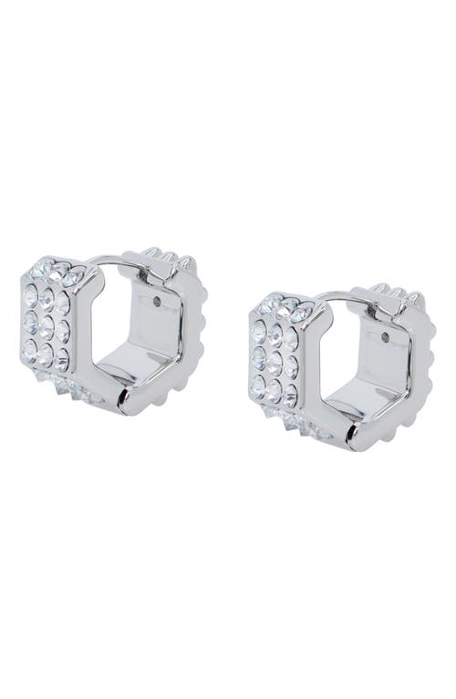 Allsaints Pavé Crystal Geometric Link Chubby Hoop Earrings In Metallic
