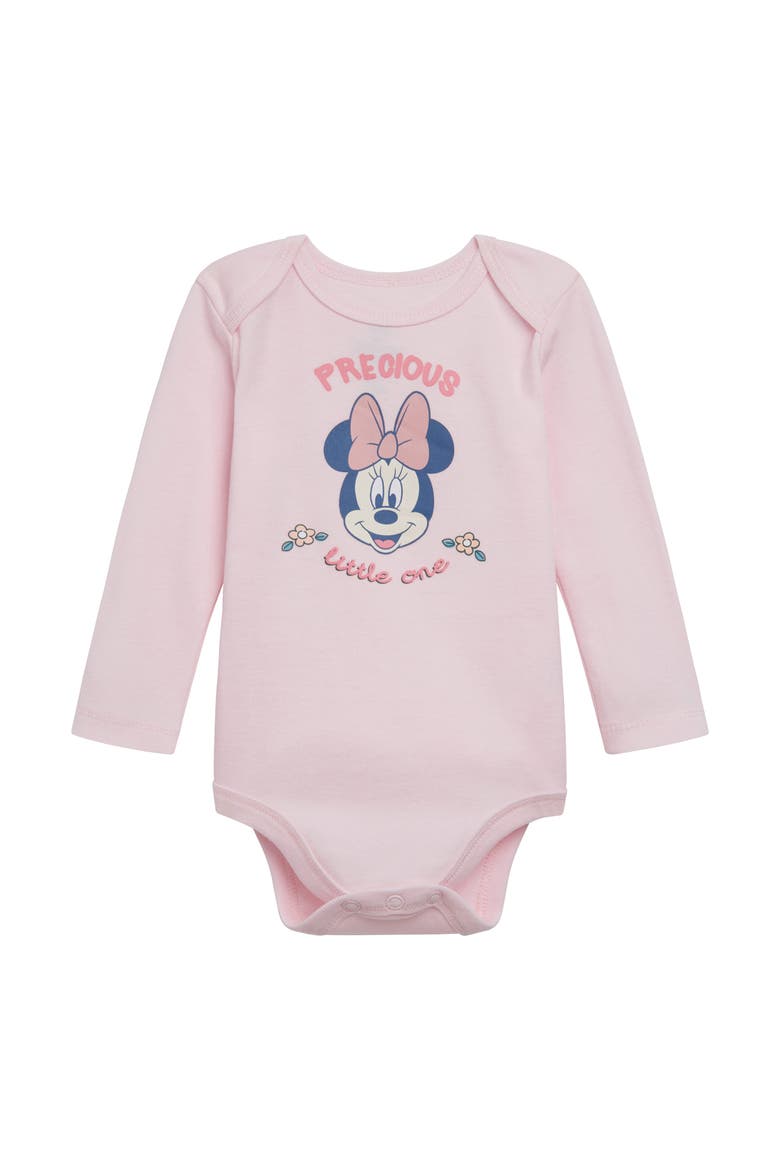 Minnie Mouse 3-Pack Long Sleeve Bodysuits, Alternate, color, Minnie Pink Ivory
