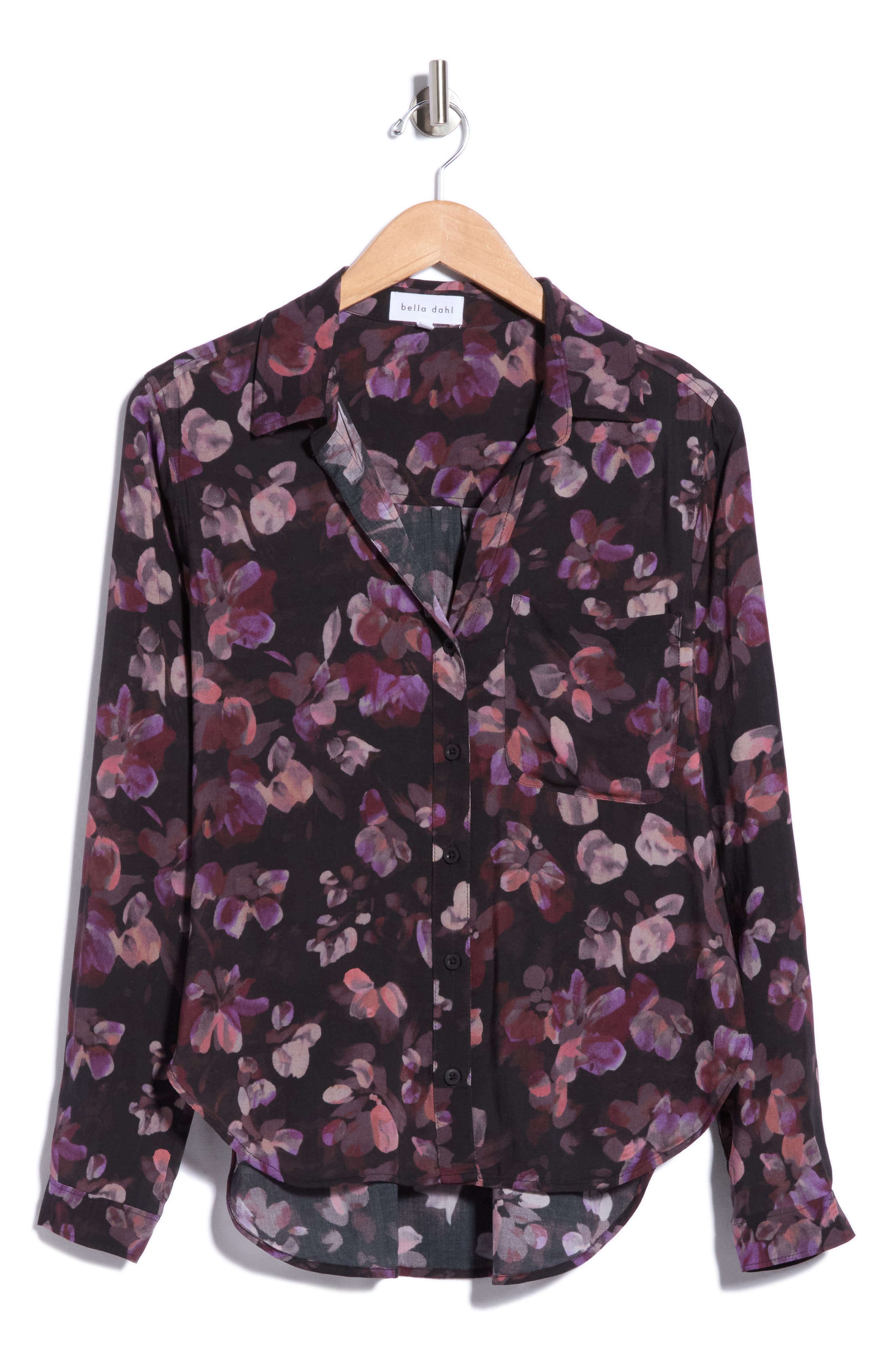 Rounded Hem Button Front Shirt