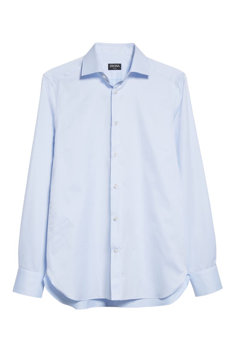Microstripe Trecapi Cotton Button-Up Shirt, Alternate, color, LIGHT BLUE