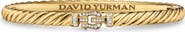 David Yurman Sculpted Cable Buckle Bracelet in 18K Yellow Gold with Diamonds