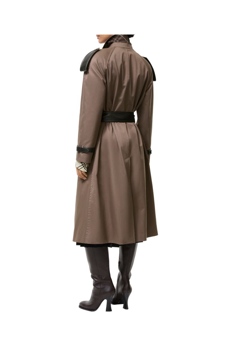 Long Faux Fur Collar Roseville Trench Coat, Alternate, color, Sepia brown
