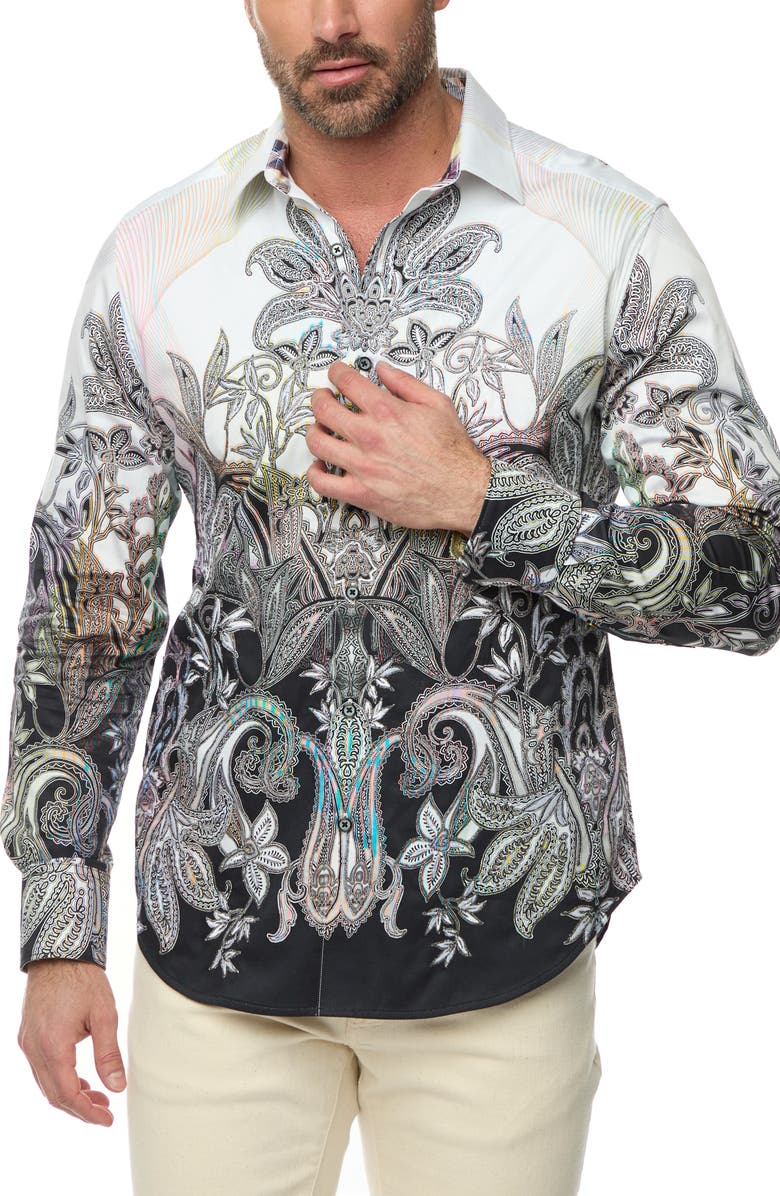 Robert Graham Kinkade Classic Fit Paisley Print Cotton Button-Up Shirt, Main, color, 