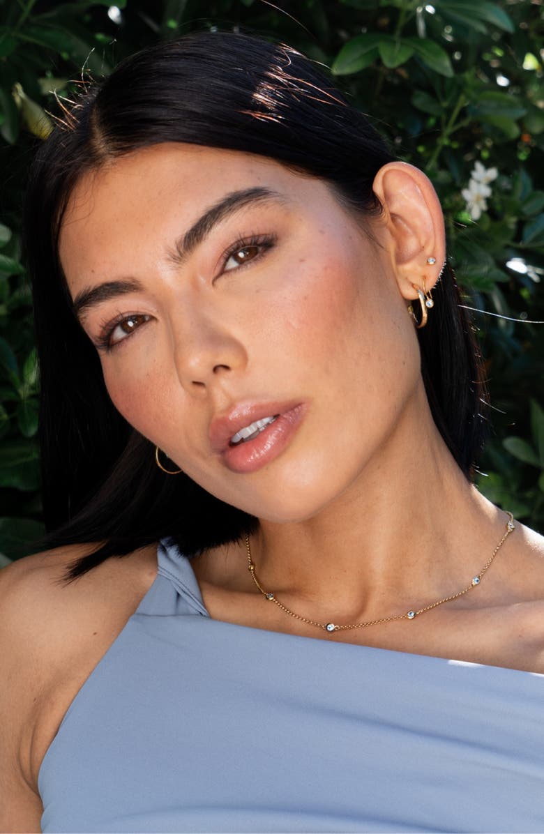 Dower & Hall 3mm Aquamarine Dewdrop Studs, Alternate, color, Yellow Gold Vermeil/Pair