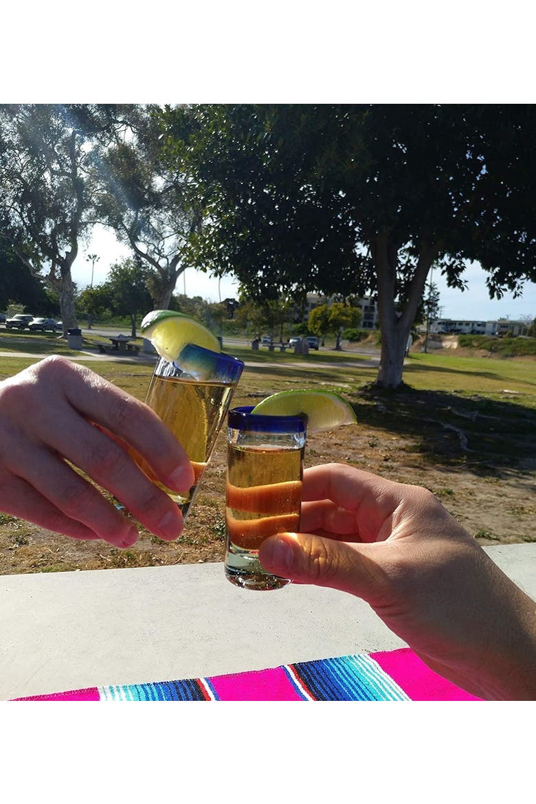 Rim Tequila Shot Glasses - Set of 6, Alternate, color, Cobalt Rim