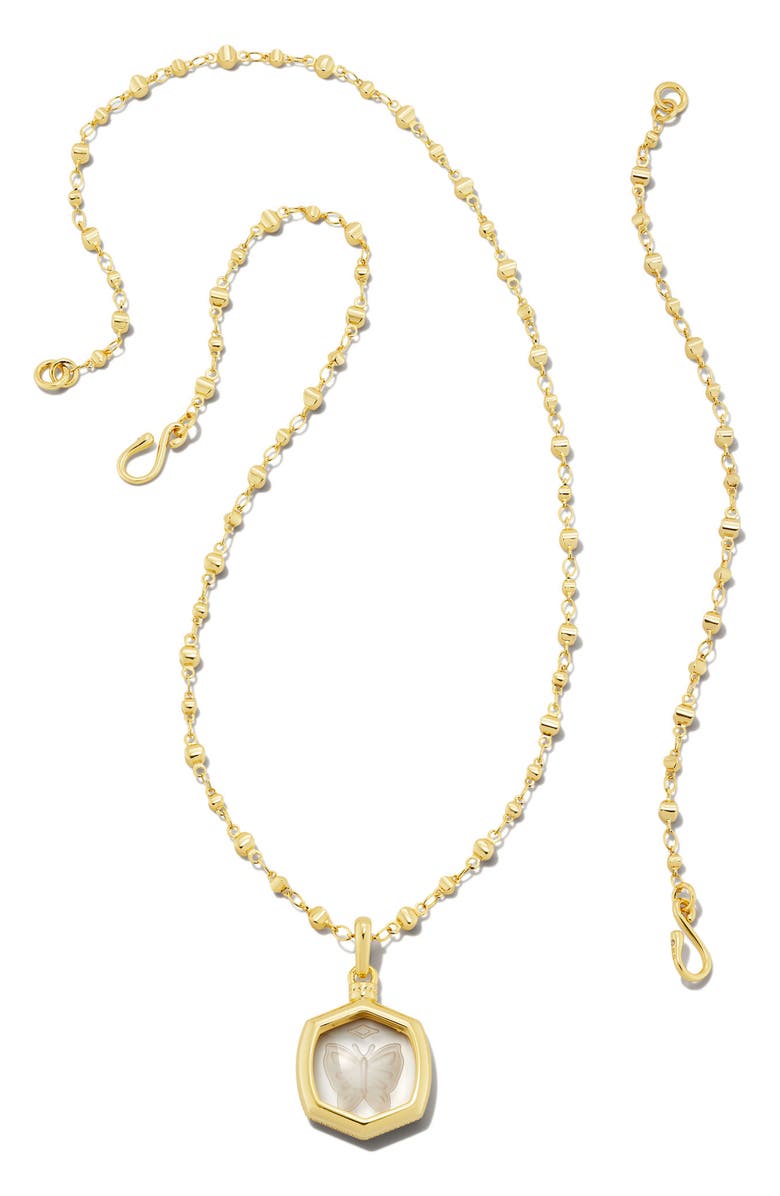 Kendra Scott Davie Intaglio Pendant Necklace, Alternate, color, Gld Clear Glss Btfly
