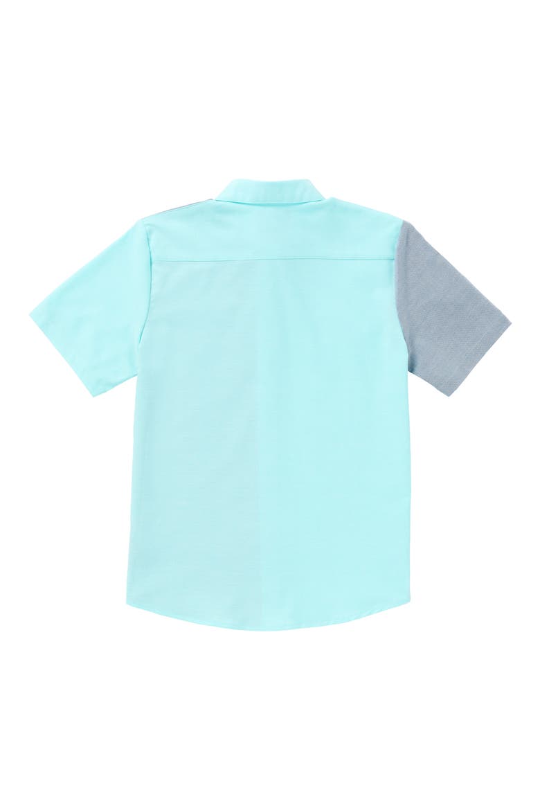 Kids' Satostone Colorblock Short Sleeve Stretch Button-Up Shirt, Alternate, color, CRETE BLUE