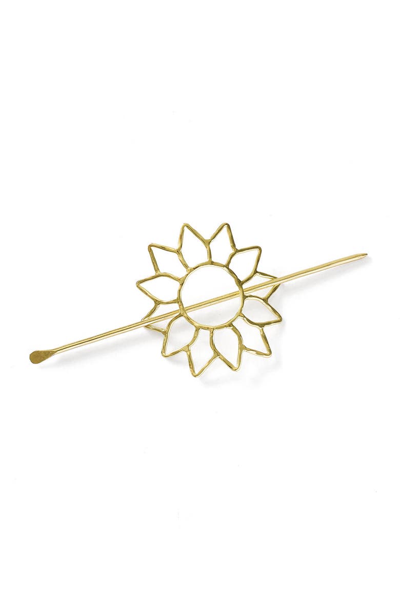 Suryamukhi Sunflower Hair Pin - Slide with Stick, Main, color, Metallic Gold