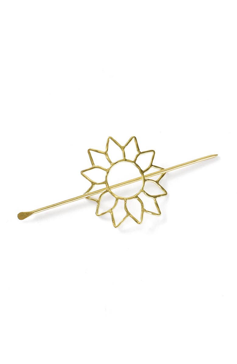 Matr Boomie Suryamukhi Sunflower Hair Pin - Slide with Stick, Main, color, Metallic Gold