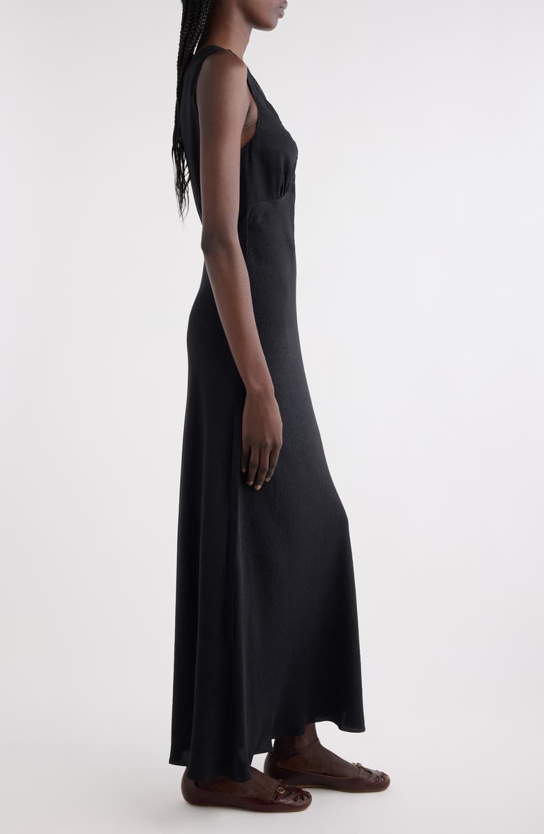 Chloé Lace Trim Floral Jacquard Silk Column Dress, Alternate, color, Black