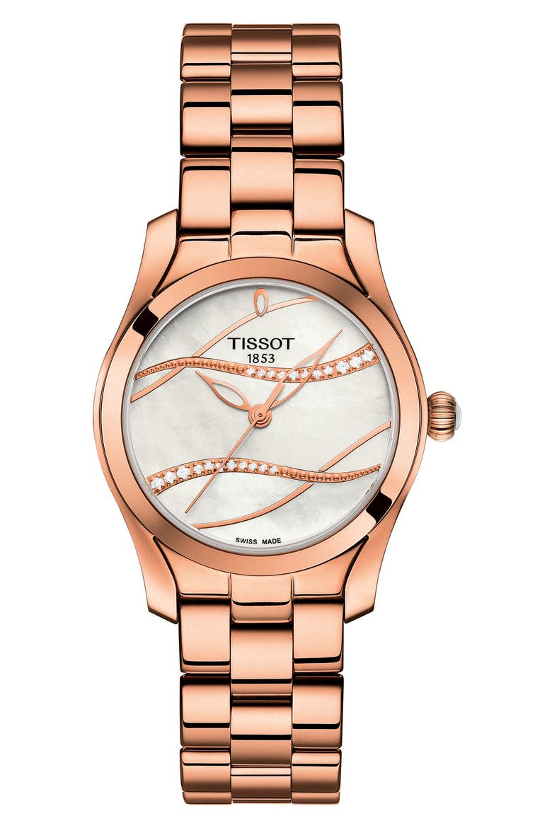 T-Wave Bracelet Watch, 30mm, Main, color, WHITE MOTHER OF PEARL