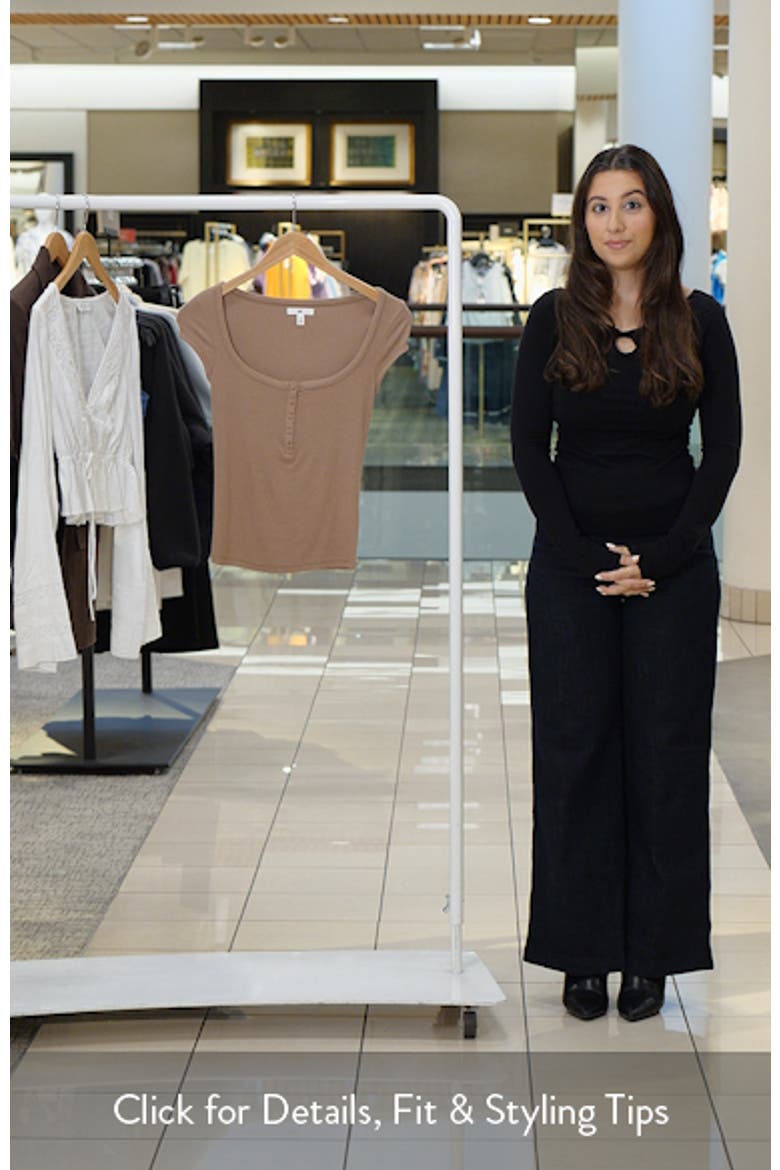 Square Neck Stretch Knit Henley T-Shirt video