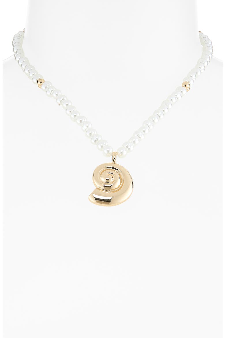 Shell Pendant Necklace, Alternate, color, WHITE- GOLD