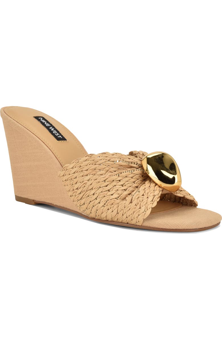 Nine West Nessla Wedge Sandal, Main, color, Light Natural