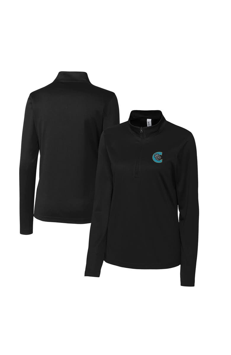 Cutter & Buck Women's Cutter & Buck  Black Charlotte Knights Clique Spin Eco Performance Half-Zip, Main, color, 