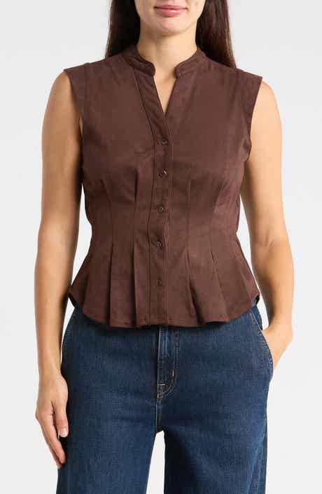 Fitted Waist Faux Suede Top