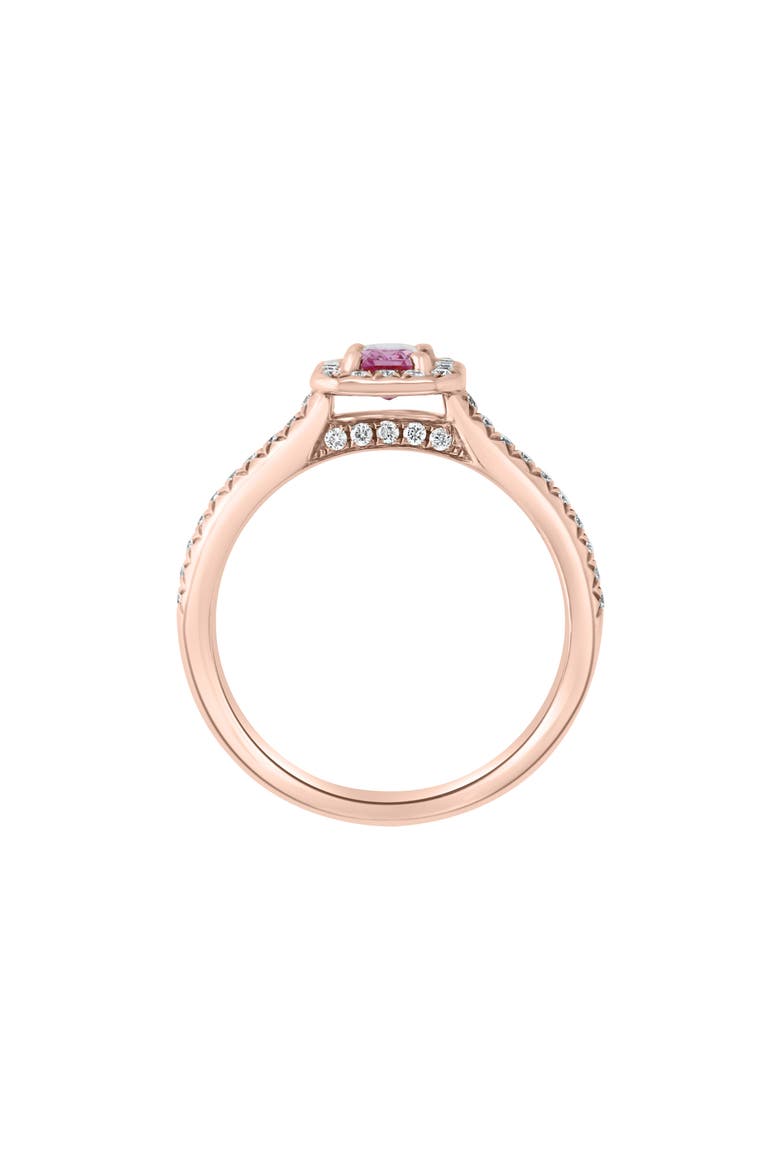14K Rose Gold Pink Sapphire & Diamond Halo Ring - 0.28ct., Alternate, color, PINK