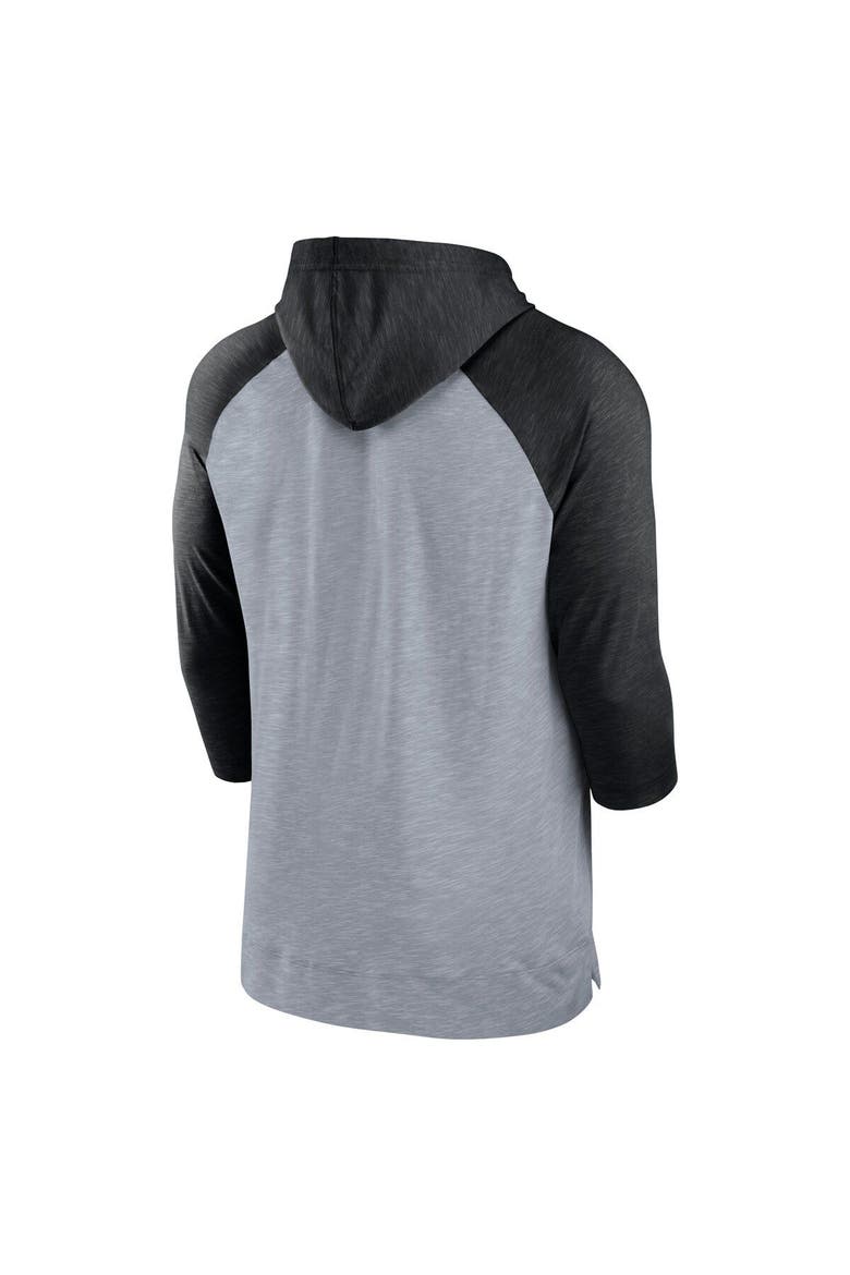 Men's Nike Heather Gray/Heather Black Chicago White Sox Baseball Raglan 3/4-Sleeve Pullover Hoodie, Alternate, color, Heather Gray