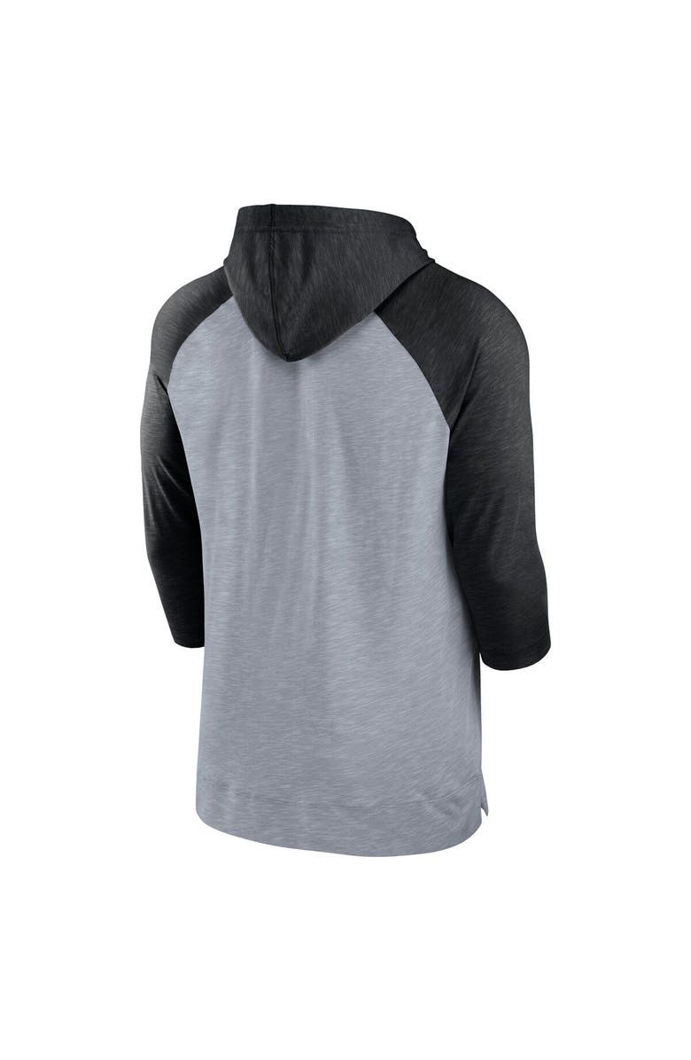 Nike Men's Nike Heather Gray/Heather Black Chicago White Sox Baseball Raglan 3/4-Sleeve Pullover Hoodie, Alternate, color, Heather Gray