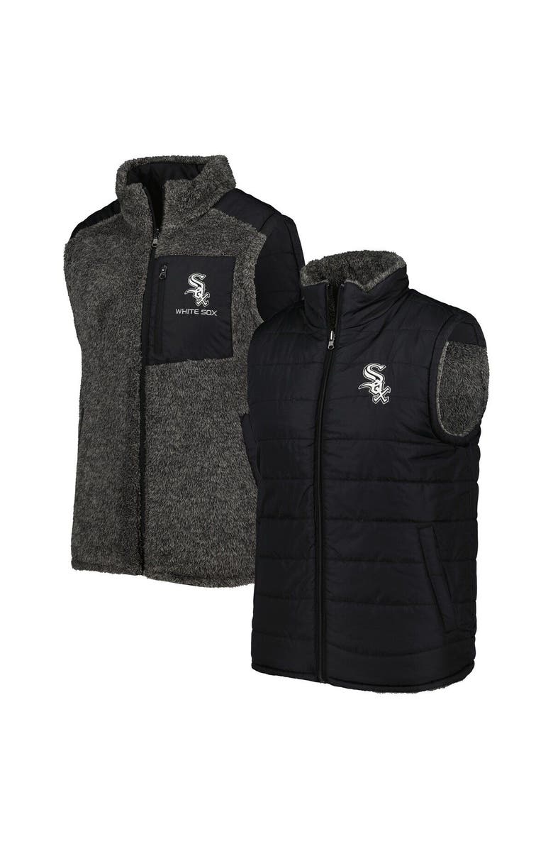 G-III SPORTS BY CARL BANKS Men's G-III Sports by Carl Banks Black/Charcoal Chicago White Sox Power Hitter Reversible Full-Zip Vest, Main, color, 