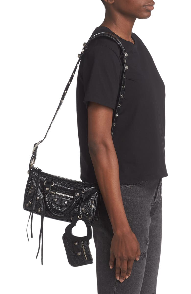 Balenciaga Mini Le Cagole Leather Shoulder Bag, Alternate, color,