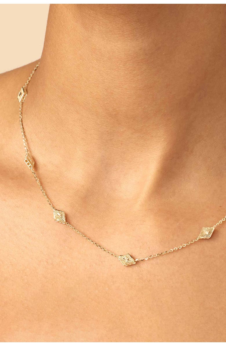 Oradina 14K Yellow Gold Roma Diamond Station Necklace, Alternate, color, 