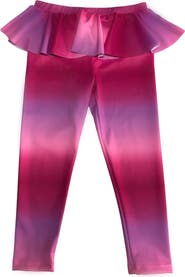 NESSI BYRD Girls' Vibrant Pink-Purple Relaxed Leggings Ruffle Detail