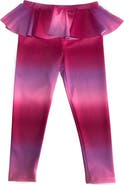 NESSI BYRD Girls' Vibrant Pink-Purple Relaxed Leggings Ruffle Detail