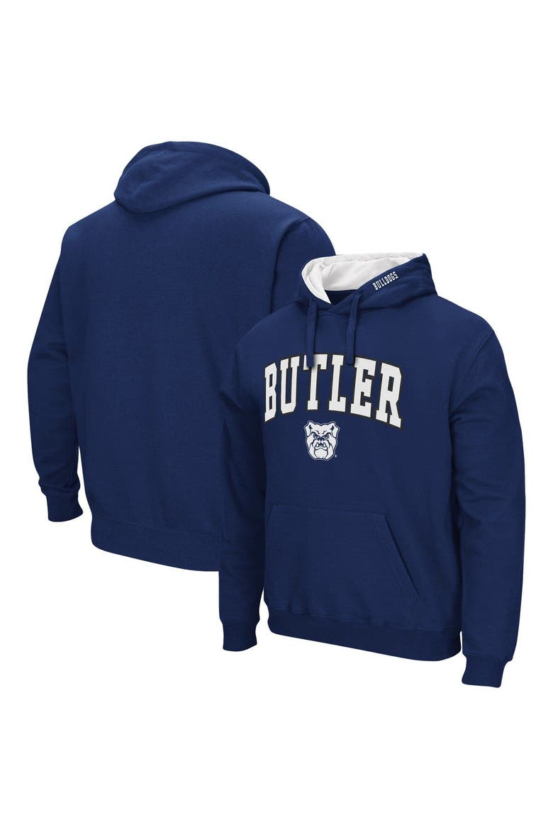 Men's Colosseum Navy Butler Bulldogs Arch and Logo Pullover Hoodie, Main, color, Navy